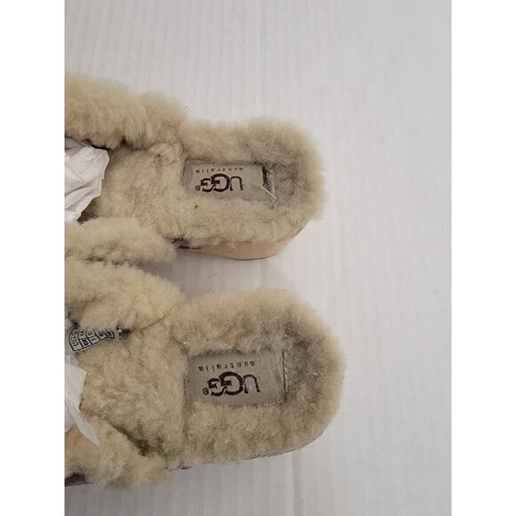 UGG Kalie Clogs Sz 7 Lavender Suede Sheepskin Lined Wood Sole Slip On 5426 - Picture 5 of 9